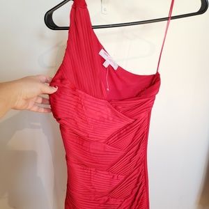 Sexy red one shoulder, ruched, clubbing dress